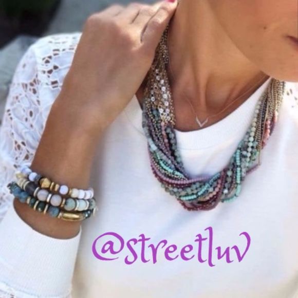 Stella & Dot Mae Statement Necklace – Multicolor Mixed Metal Beaded Layers - Picture 6 of 12